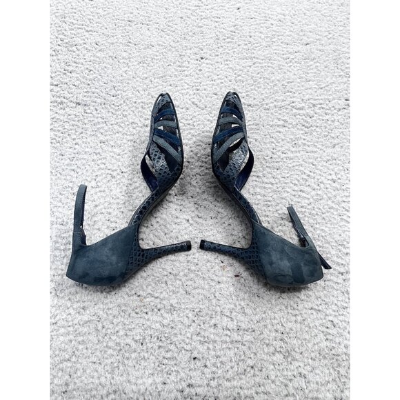 Carlos Santana Blue Leather Strappy Ankle Strap Closed Toe Heels Size 9.5 M - Picture 8 of 10